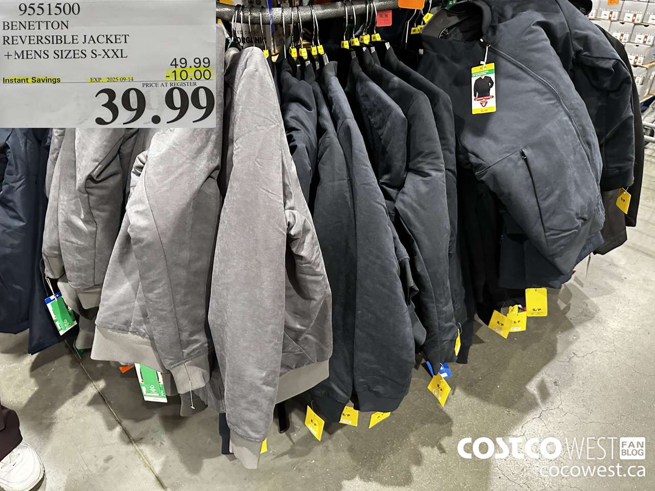 9551500 BENETTON REVERSIBLE JACKET MENS SIZES S-XXL ($10.00 INSTANT SAVINGS EXPIRES ON 2025-09-14) $39.99