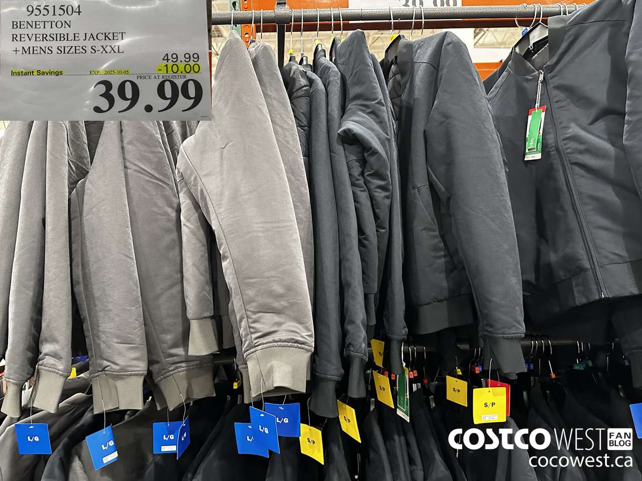 9551504 BENNETON REVERSIBLE JACKET MENS SIZES S-XXL ($10.00 INSTANT SAVINGS EXPIRES ON 2025-10-05) $39.99