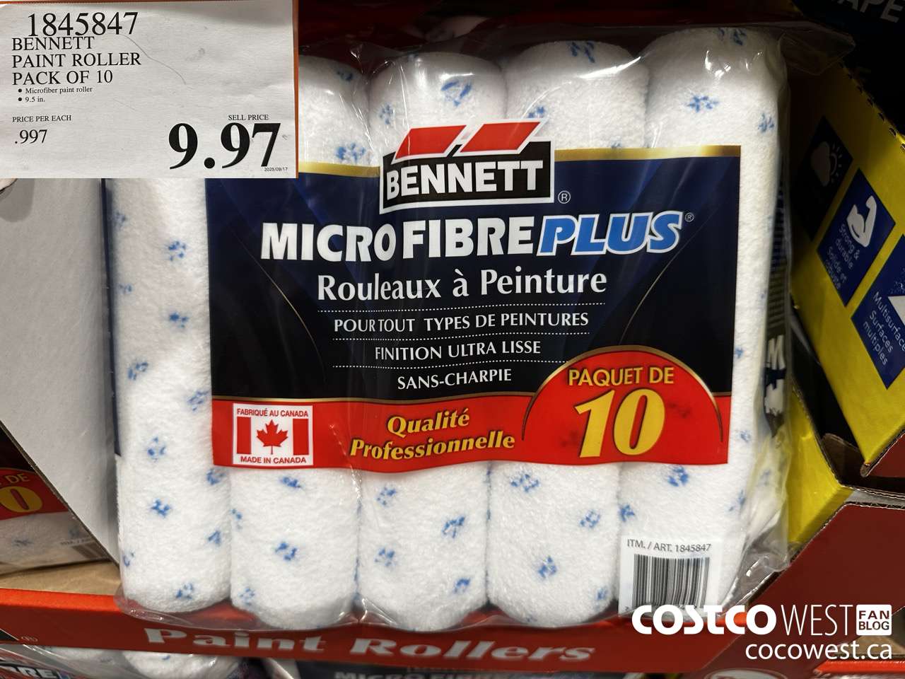 1845847 BENNETT PAINT ROLLER PACK OF 10 $9.97