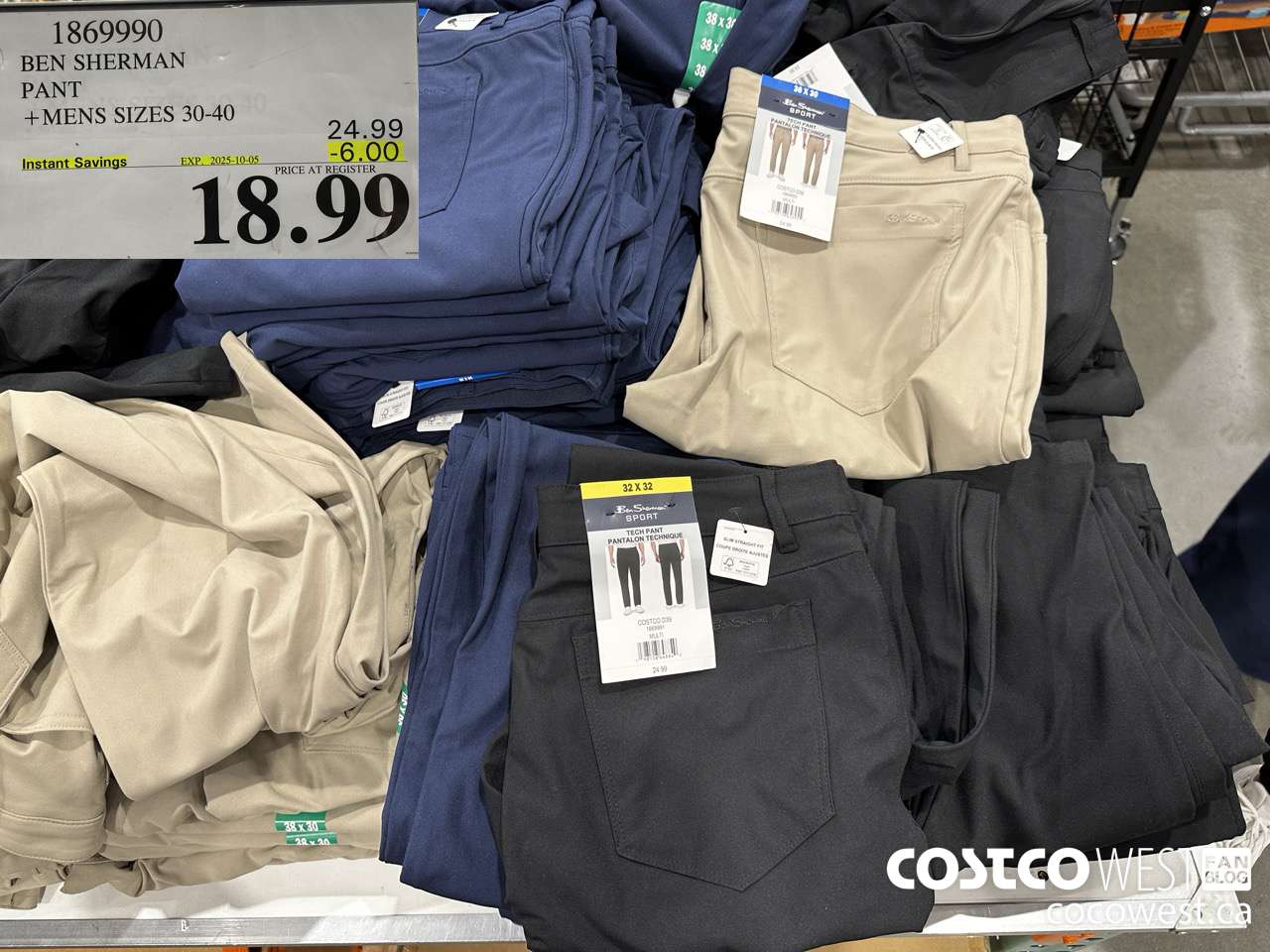 1869990 BEN SHERMAN 5 POCKET PANT MENS SIZES 30-40 ($6.00 INSTANT SAVINGS EXPIRES ON 2025-10-05) $18.99
