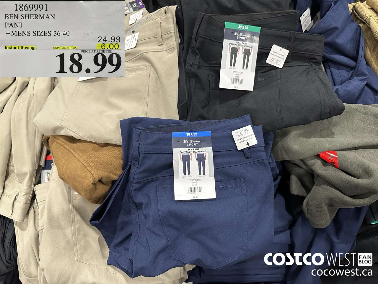 1869991 BEN SHERMAN PANT MENS SIZES 36-40 ($6.00 INSTANT SAVINGS EXPIRES ON 2025-10-05) $18.99