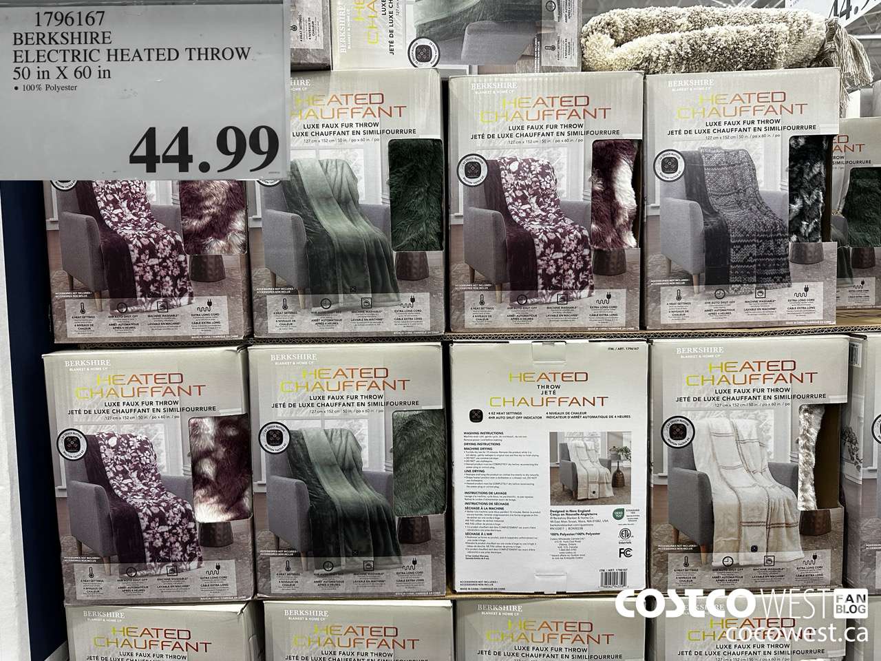 1796167 BERKSHIRE ELECTRIC HEATED THROW 50IN X 60IN $44.99