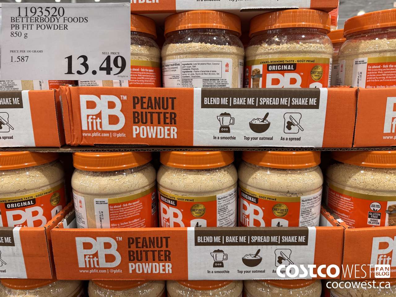 1193520 BETTERBODY FOODS PB FIT POWDER 850G $13.49