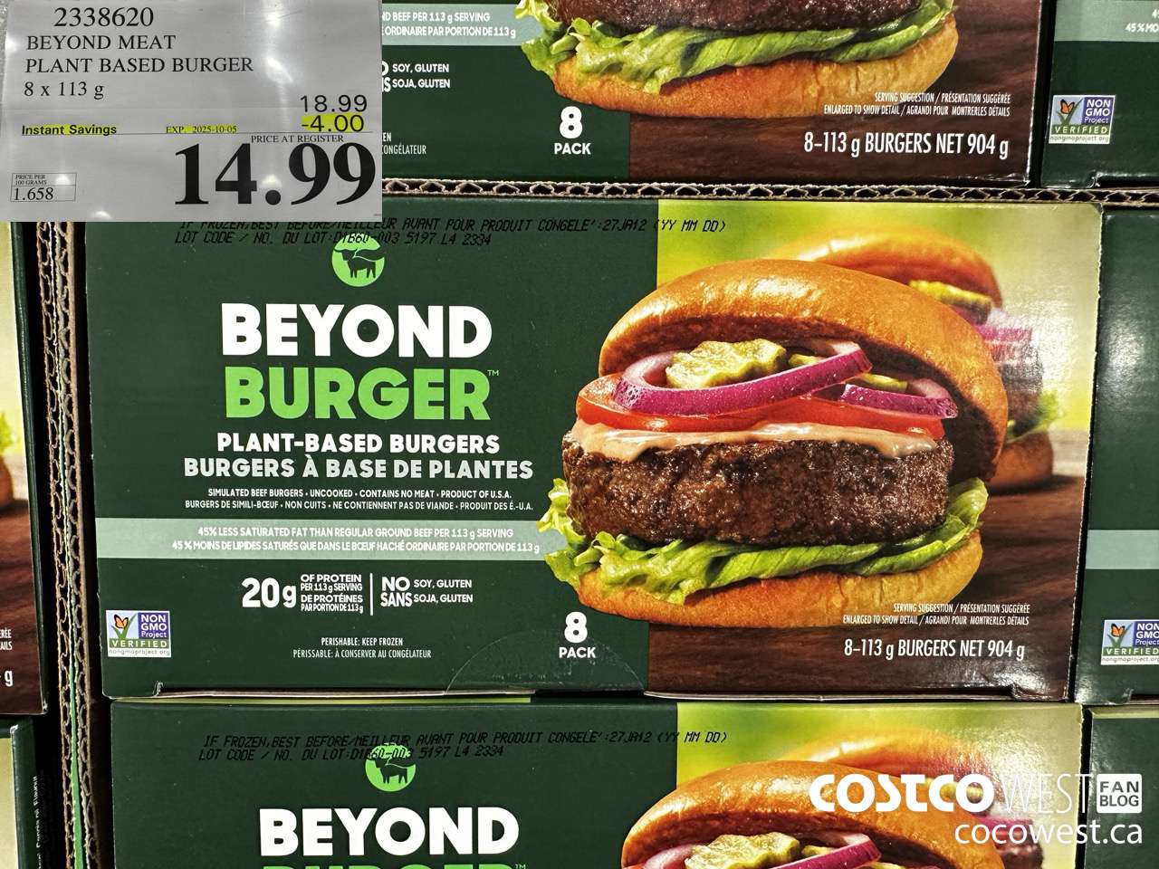 2338620 BEYOND MEAT PLANT BASED BURGER 8 x 113 g ($4.00 INSTANT SAVINGS EXPIRES ON 2025-10-05) $14.99