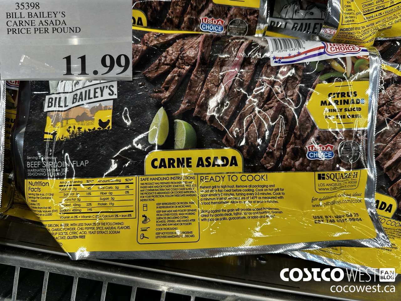 35398 BILL BAILEY'S CARNE ASADA PRICE PER POUND $11.99