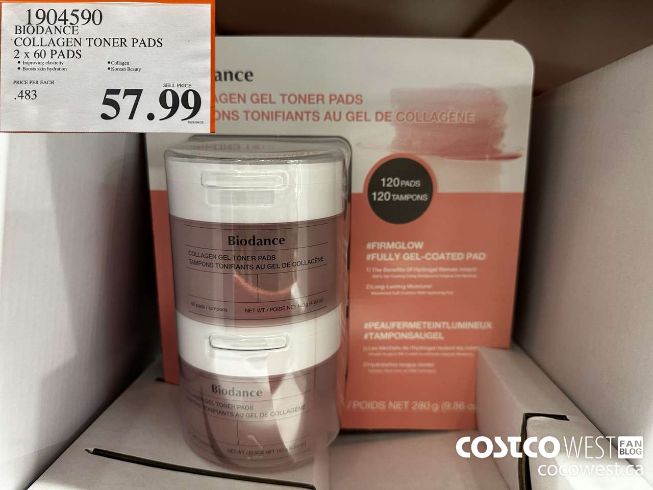 1904590 BIODANCE COLLAGEN TONER PADS 2 X 60 PADS $57.99