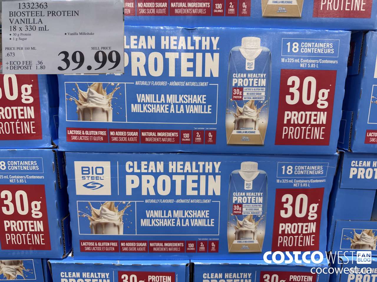 1332363 BIOSTEEL PROTEIN VANILLA 18 X 330ML $39.99