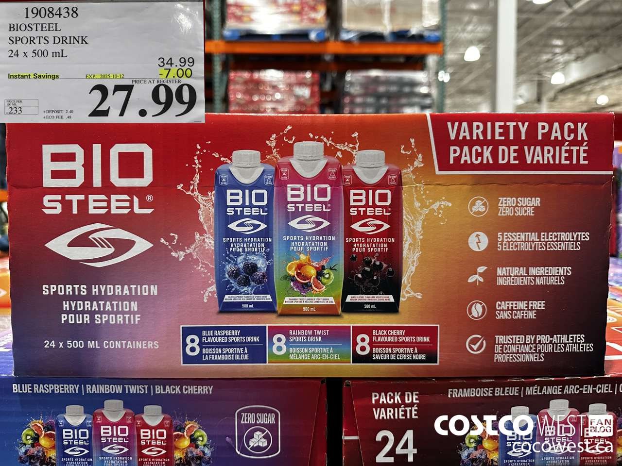 1908438 BIOSTEEL SPORTS DRINK 24 X 500ML ($7.00 INSTANT SAVINGS EXPIRES ON 2025-10-12) $27.99