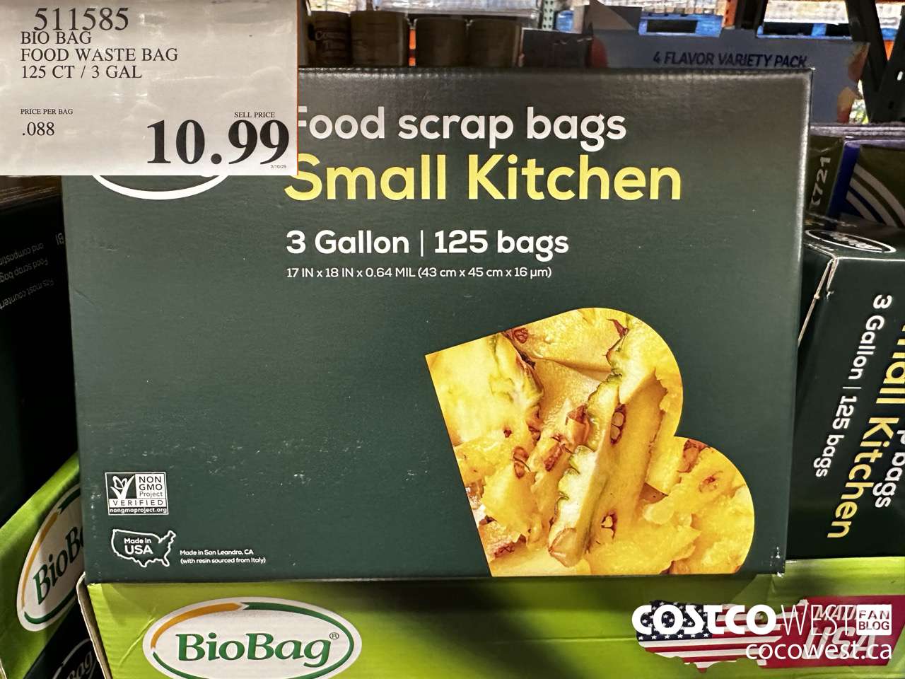 515585 BIO BAG FOOD WASTE BAG 125 CT / 3 GAL $10.99