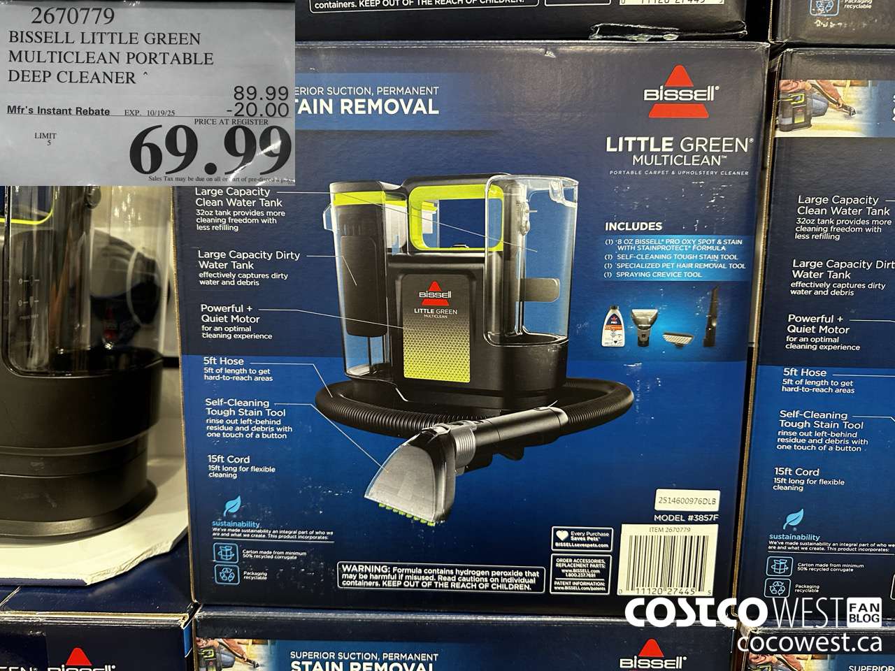 2670779 BISSELL LITTLE GREEN MULTICLEAN PORTABLE DEEP CLEANER ($20.00 INSTANT SAVINGS EXPIRES ON 2025-10-19) $69.99