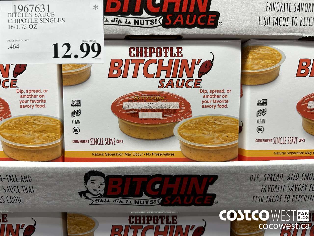 1967631 BITCHIN SAUCE CHIPOTLE SINGLES 16/1.75 OZ $12.99