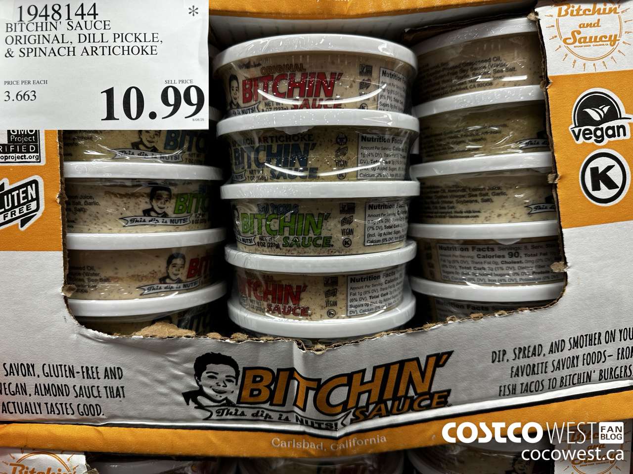 1948144 BITCHIN' SAUCE ORGANIC, DILL PICKLE, & SPINACH ARTICHOKE $10.99