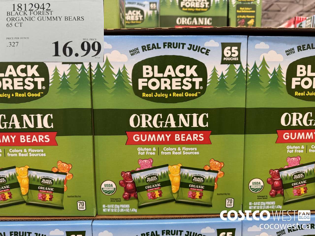 1812942 BLACK FOREST ORGANIC GUMMY BEARS 65 CT $16.99