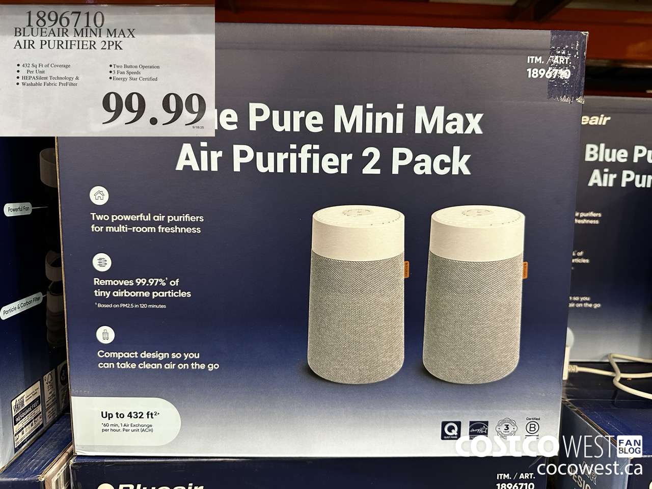 1896710 BLUEAIR MINI MAX AIR PURIFIER 2PK $99.99