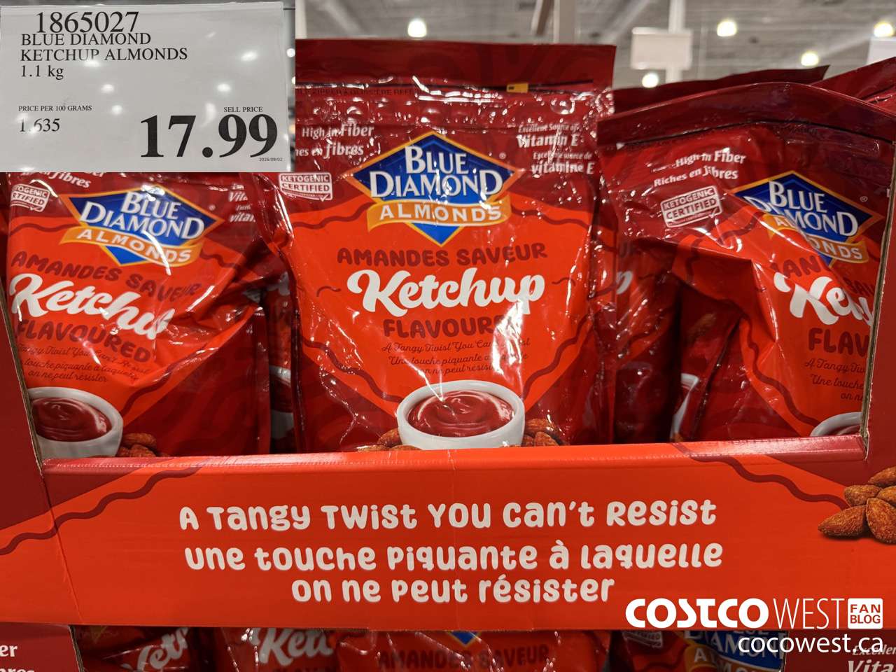1865027 BLUE DIAMOND KETCHUP ALMONDS 1.1KG $17.99