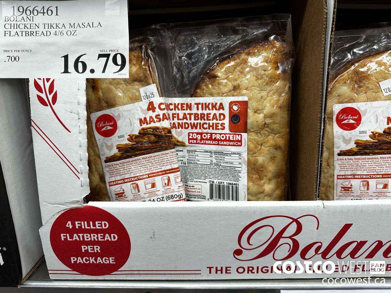 1966461 BOLANI CHICKEN TIKKA MASALA FLATBREAD 4/6 OZ $16.79