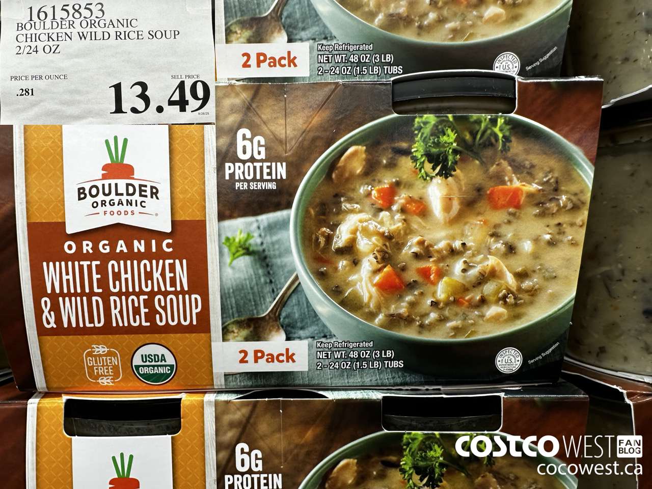 1615853 BOULDER ORGANIC CHICKEN WILD RICE SOUP 2/24 OZ $13.49