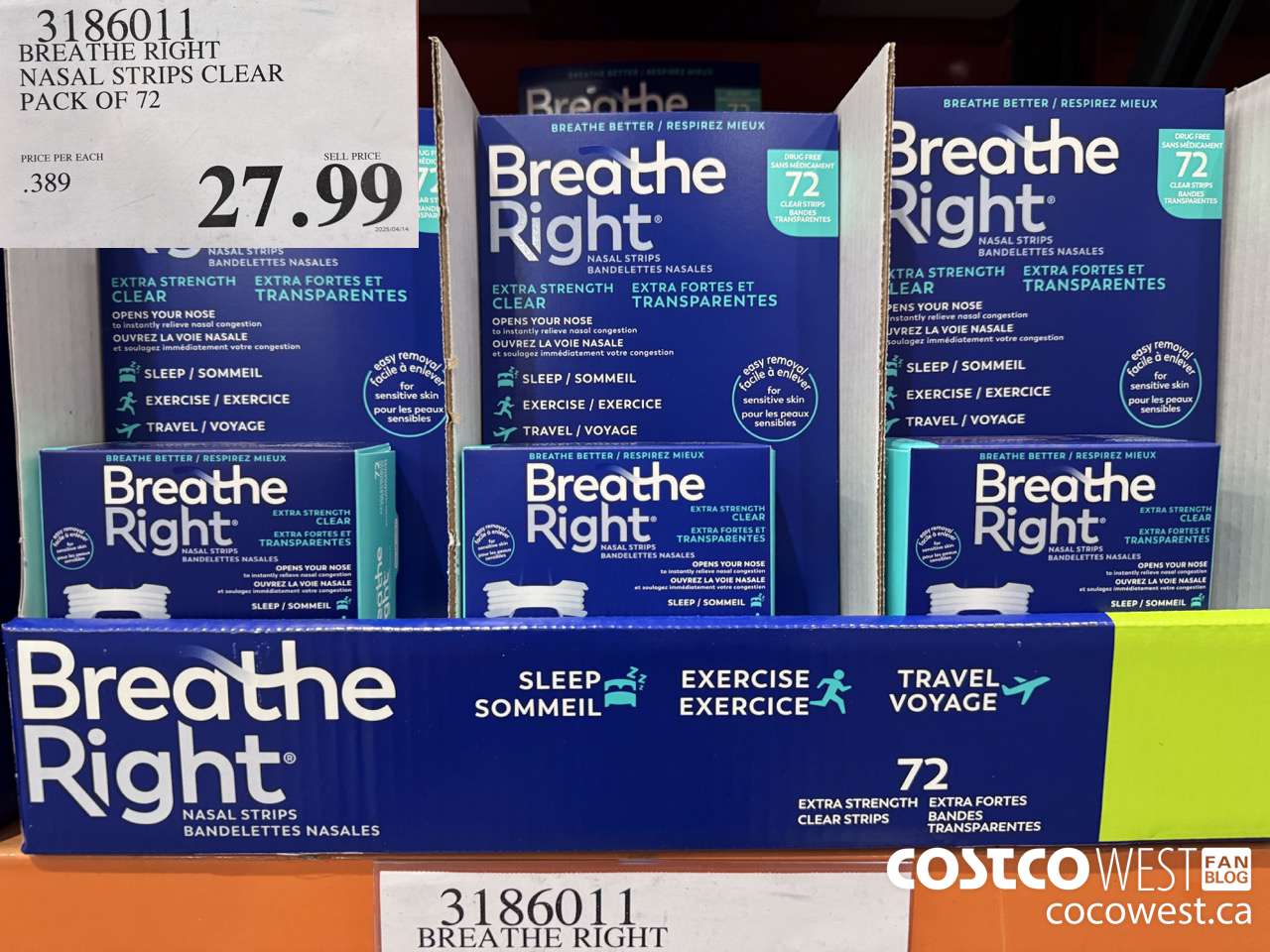3186011 BREATHE RIGHT NASAL STRIPS EXT CLEAR PACK OF 72 $27.99