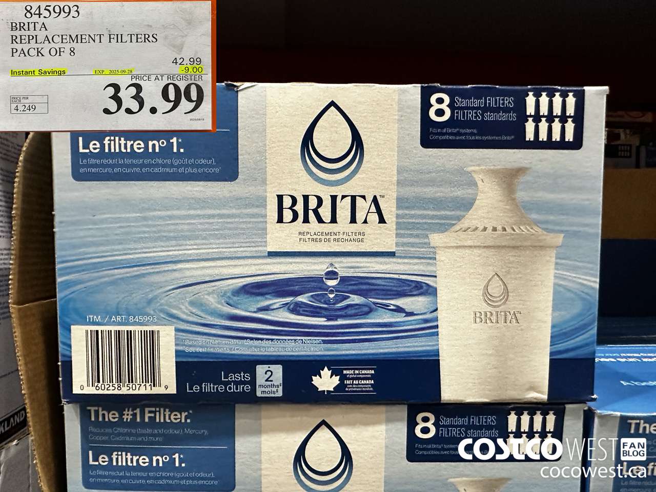845993 BRITA REPLACEMENT FILTERS PACK OF 8 ($9.00 INSTANT SAVINGS EXPIRES ON 2025-09-28) $33.99