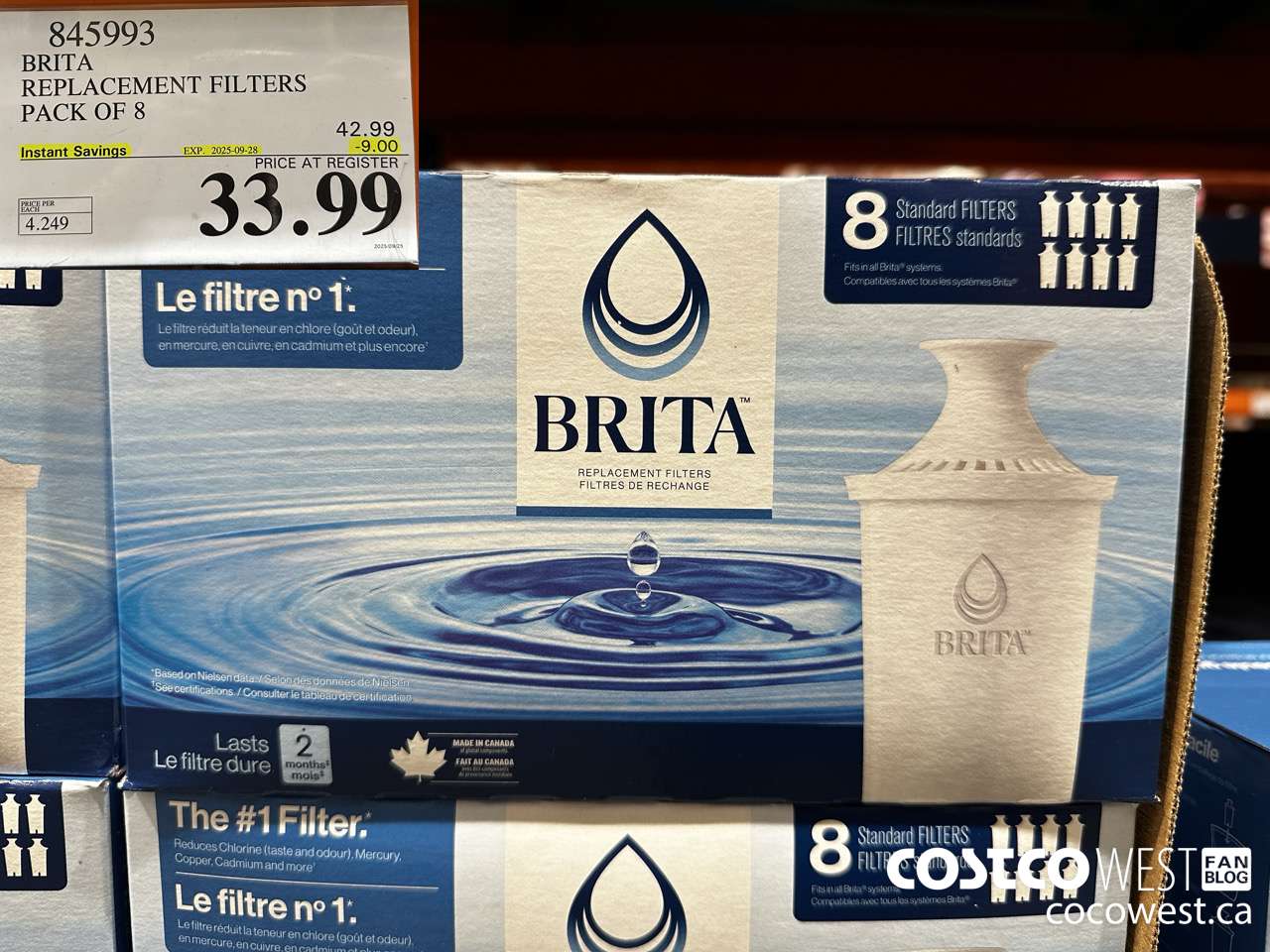 845993 BRITA REPLACEMENT FILTERS PACK OF 8 ($9.00 INSTANT SAVINGS EXPIRES ON 2025-09-28) $33.99
