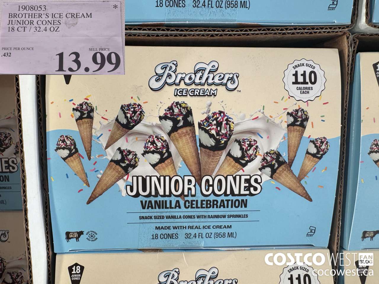 1908053 BROTHER'S ICE CREAM JUNIOR CONES 18 CT / 32.4 OZ $13.99