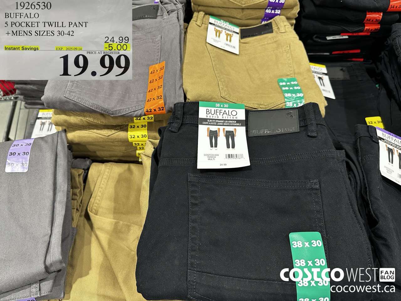 1926530 BUFFALO 5 POCKET TWILL PANT MENS SIZES 30-42 ($5.00 INSTANT SAVINGS EXPIRES ON 2025-09-14) $19.99