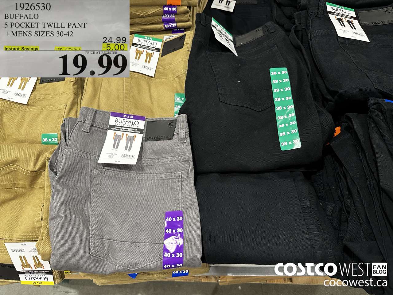 1926530 BUFFALO 5 POCKET TWILL PANT MENS SIZES 30-42 ($5.00 INSTANT SAVINGS EXPIRES ON 2025-09-14) $19.99