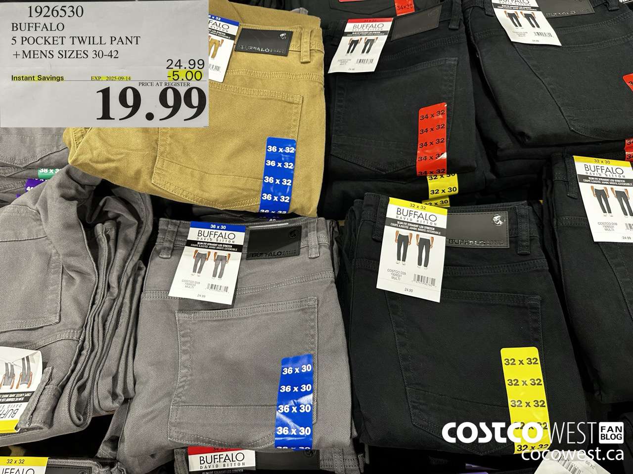 1926530 BUFFALO 5 POCKET TWILL PANT MENS SIZES 30-42 ($5.00 INSTANT SAVINGS EXPIRES ON 2025-09-14) $19.99