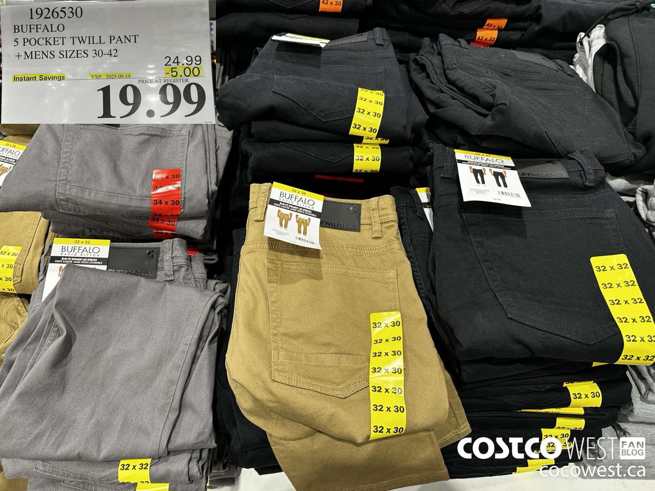 1926530 BUFFALO 5 POCKET TWILL PANT MENS SIZES 30-42 ($5.00 INSTANT SAVINGS EXPIRES ON 2025-09-14) $19.99