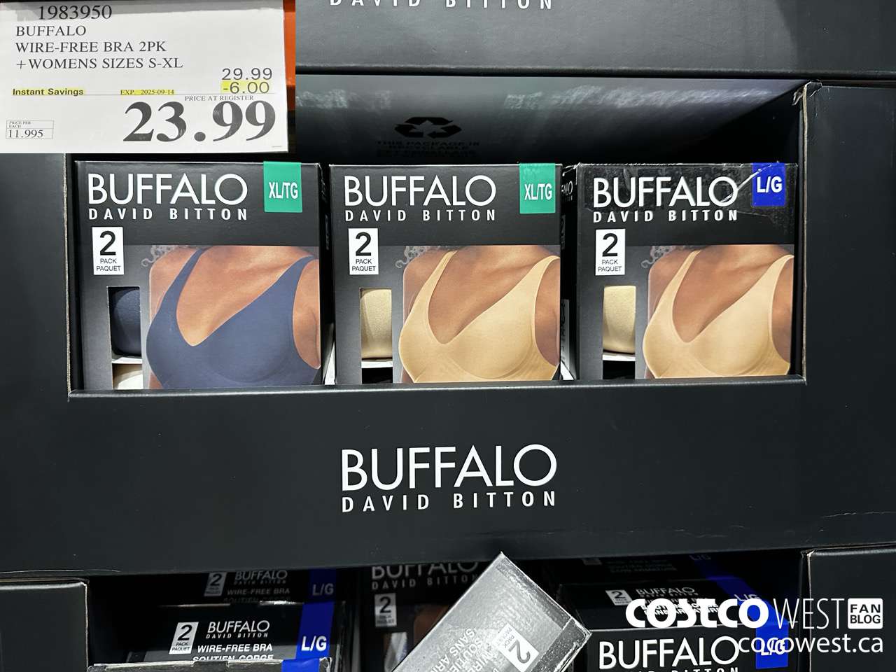 1983950 BUFFALO WIRE-FREE BRA 2PK LADIES SIZES S-XL ($6.00 INSTANT SAVINGS EXPIRES ON 2025-09-14) $23.99