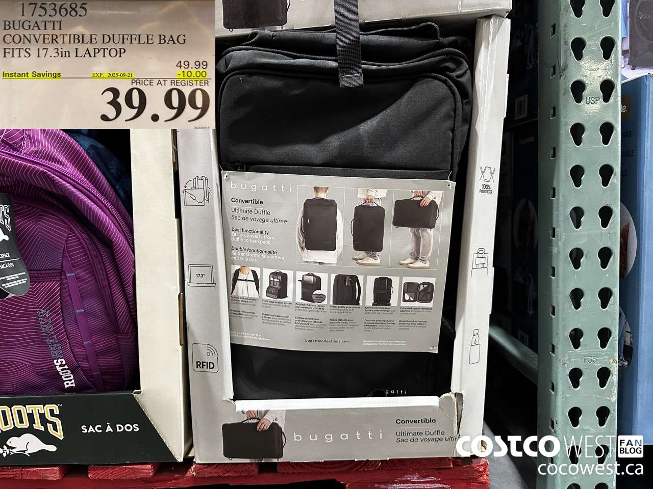 1753685 BUGATTI CONVERTIBLE DUFFLE BAG 17.3IN LAPTOP ($10.00 INSTANT SAVINGS EXPIRES ON 2025-09-21) $39.99