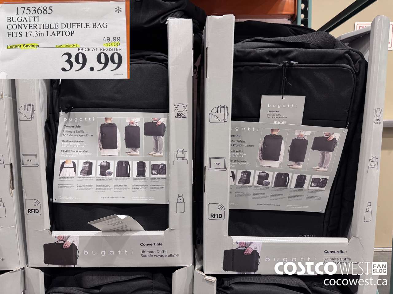 1753685 BUGATTI CONVERTIBLE DUFFLE BAG 17.3IN LAPTOP ($10.00 INSTANT SAVINGS EXPIRES ON 2025-09-21) $39.99