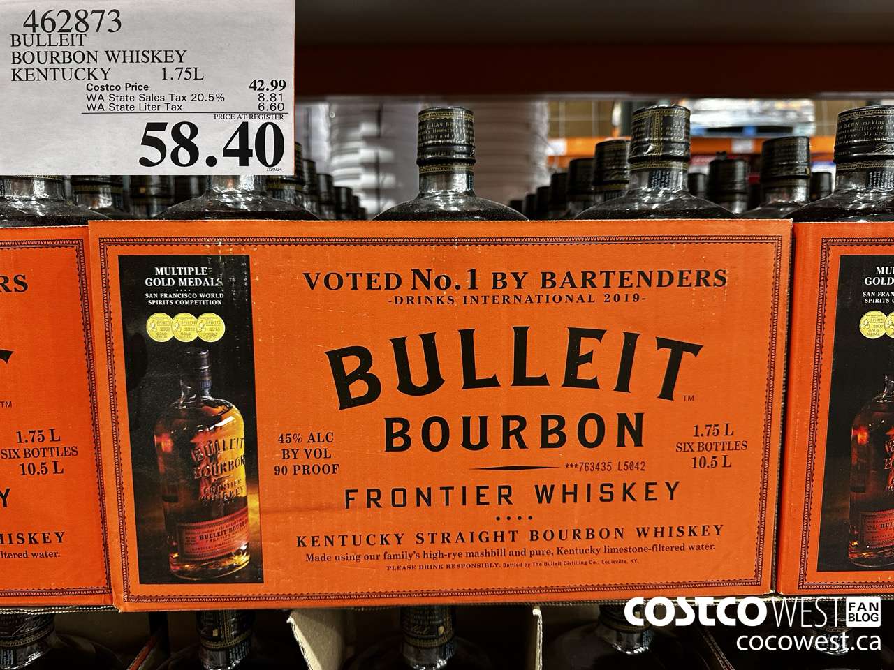 462873 BULLEIT BOURBON WHISKEY KENTUCKY 1.75L $58.40