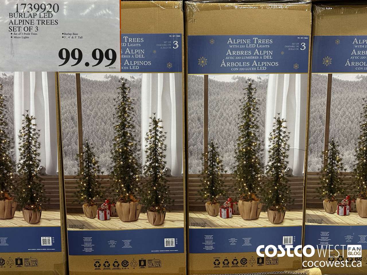 1739920 BURLAP LED ALPINE TREES SET OF 3 $99.99