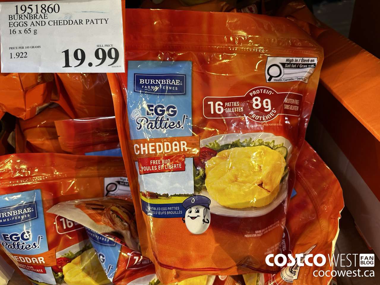 1951860 BURNBRAE EGGS AND CHEDDAR PATTY 16 X 65G $19.99