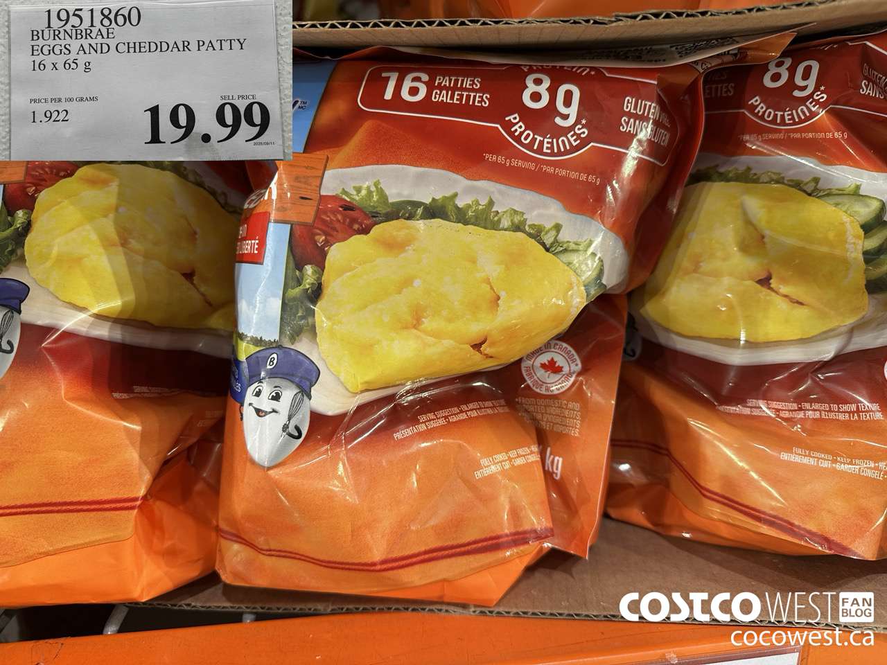 1951860 BURNBRAE EGGS AND CHEDDAR PATTY 16 X 65G $19.99