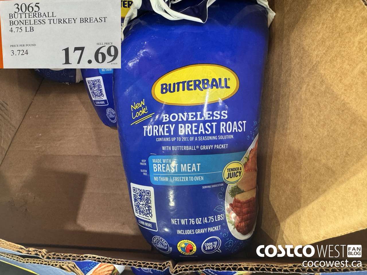 3065 BUTTERBALL BONELESS TURKEY BREAST 4.75 LB $17.69