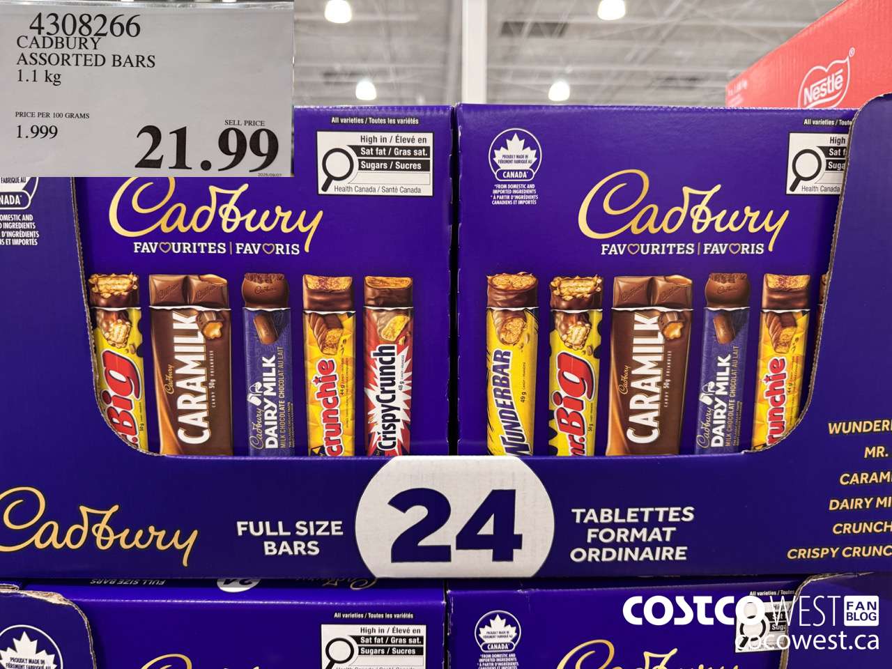4308266 CADBURY ASSORTED BARS 1.1KG $21.99