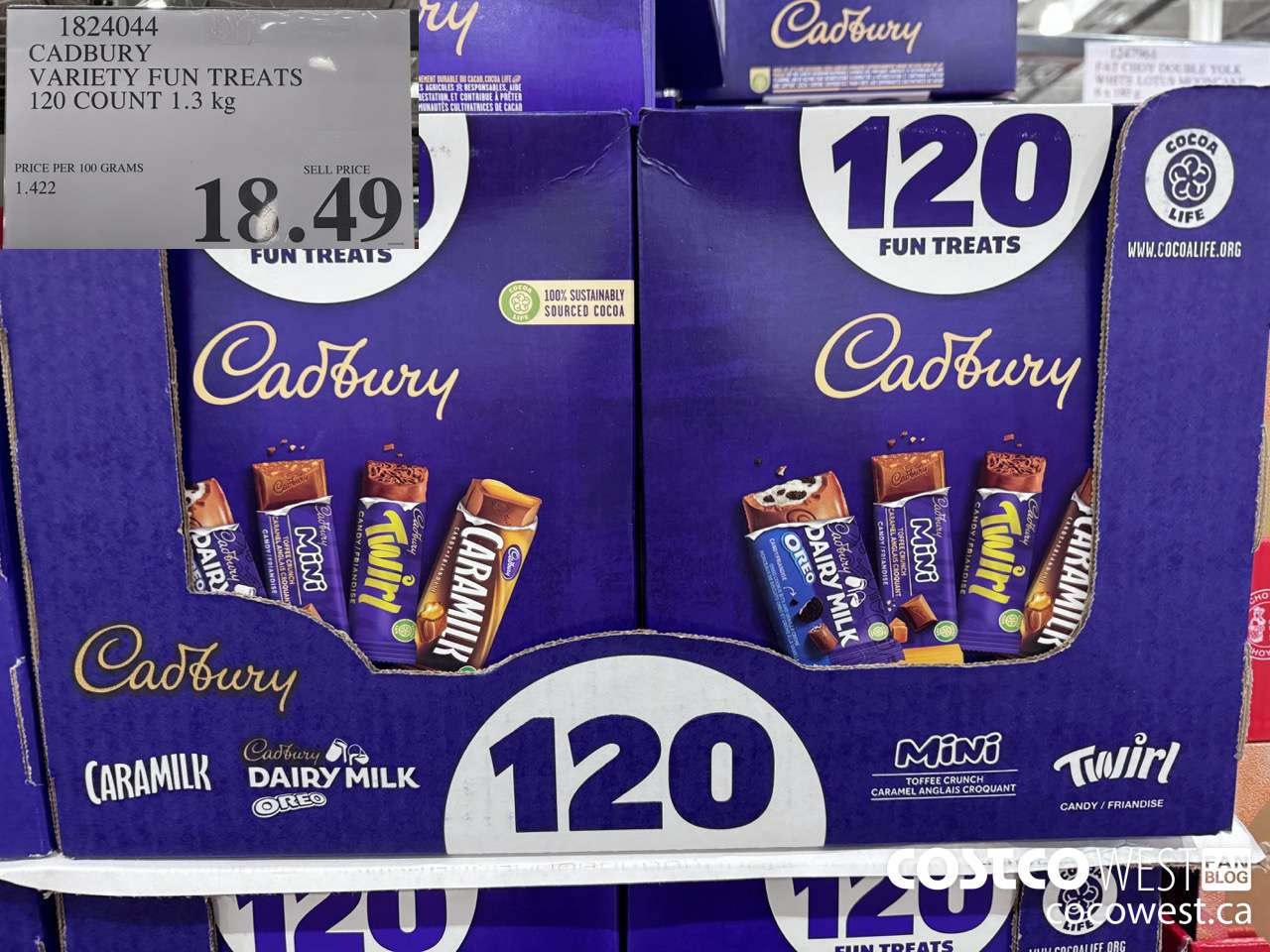 1824044 CADBURY VARIETY FUN TREATS 120 CT $18.49
