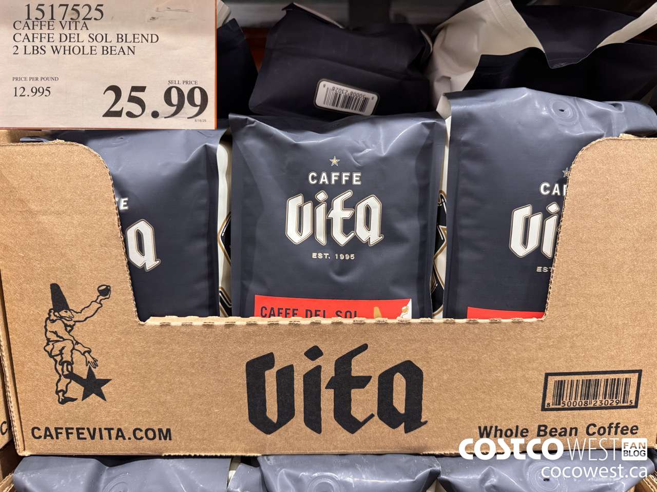 1517525 CAFFE VITA CAFFE DEL SOL BLEND 2 LBS WHOLE BEAN $25.99