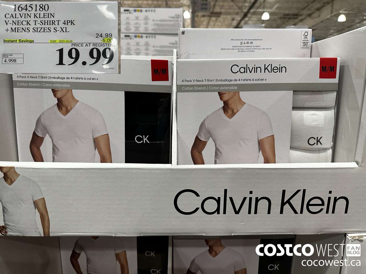 1645180 CALVIN KLEIN V-NECK T-SHIRTS 4PK MENS SIZES S-XL ($5.00 INSTANT SAVINGS EXPIRES ON 2025-10-05) $19.99