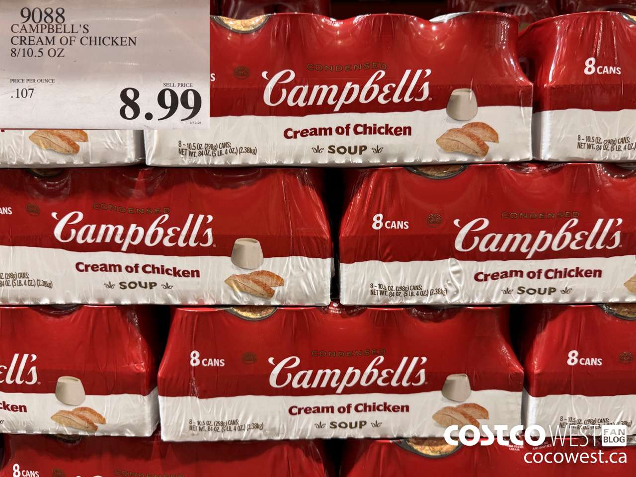 9088 CAMPBELL'S CREAM OF CHICKEN 8/10.5 OZ $8.99