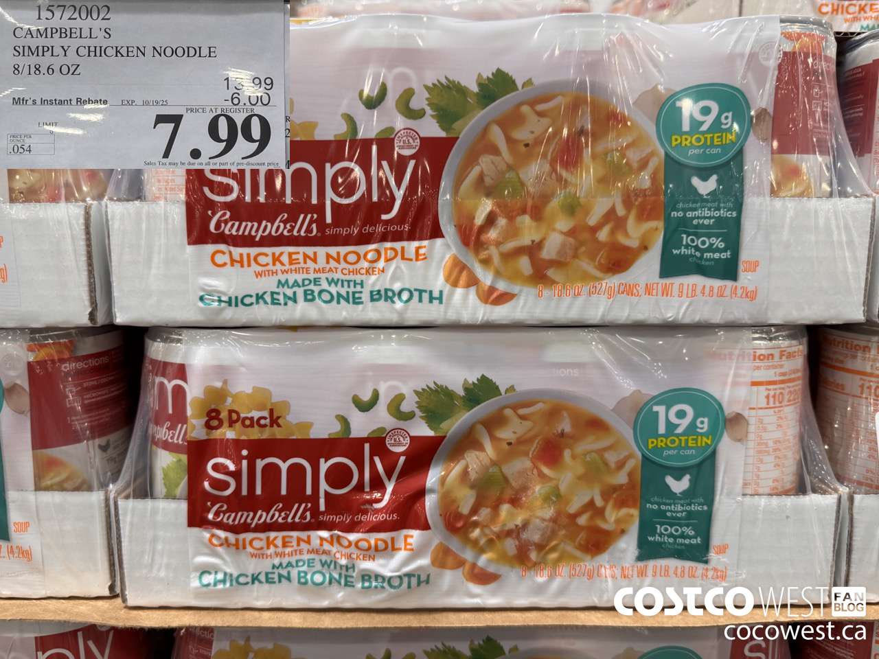1572002 CAMPBELL'S SIMPLY CHICEN NOODLE 8/18.6 OZ ($6.00 INSTANT SAVINGS EXPIRES ON 2025-10-19) $7.99