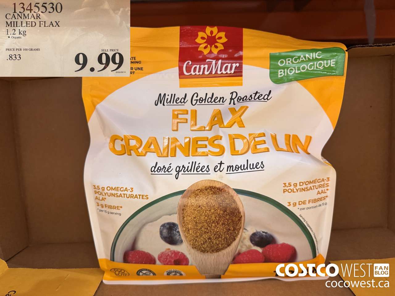1345530 CANMAR ORGANIC MILLED FLAX 1.2kg $9.99