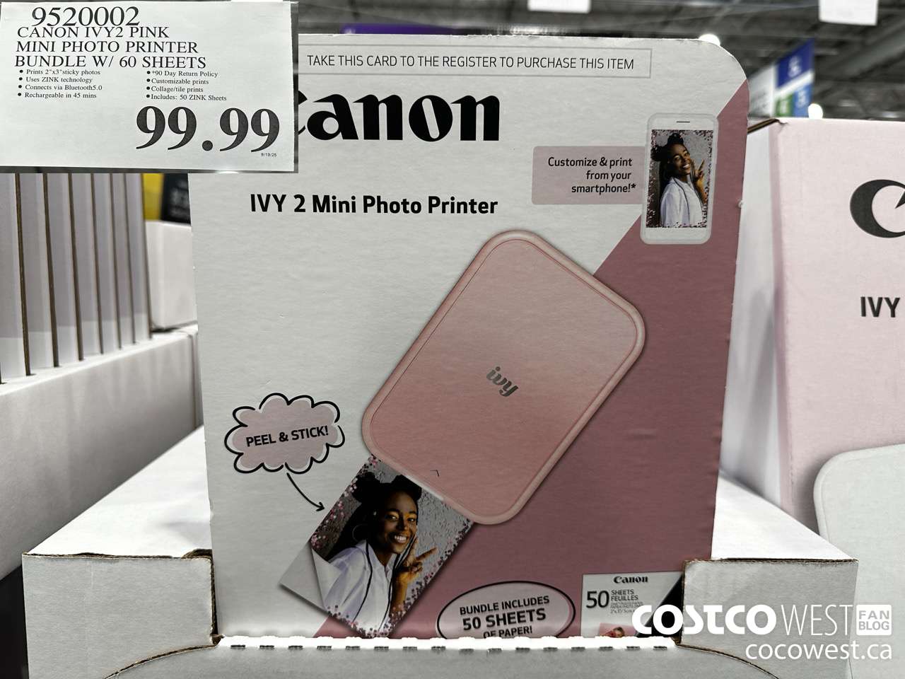 9520002 CANON IVY2 PINK MINI PHOTO PRINTER BUNDLE W/ 60 SHEETS $99.99