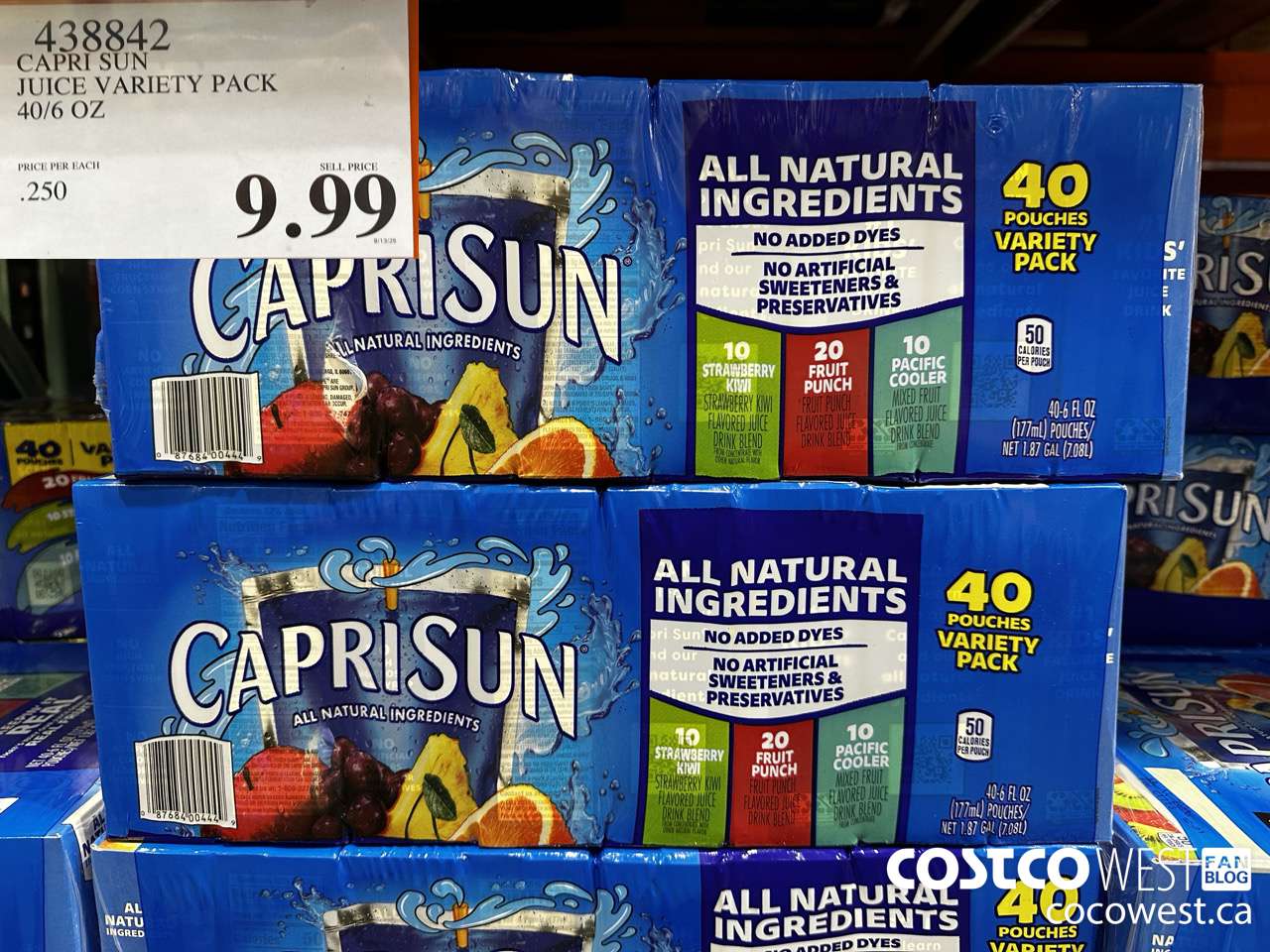 438842 CAPRI SUN JUICE VARIETY PACK 40/6 OZ $9.99