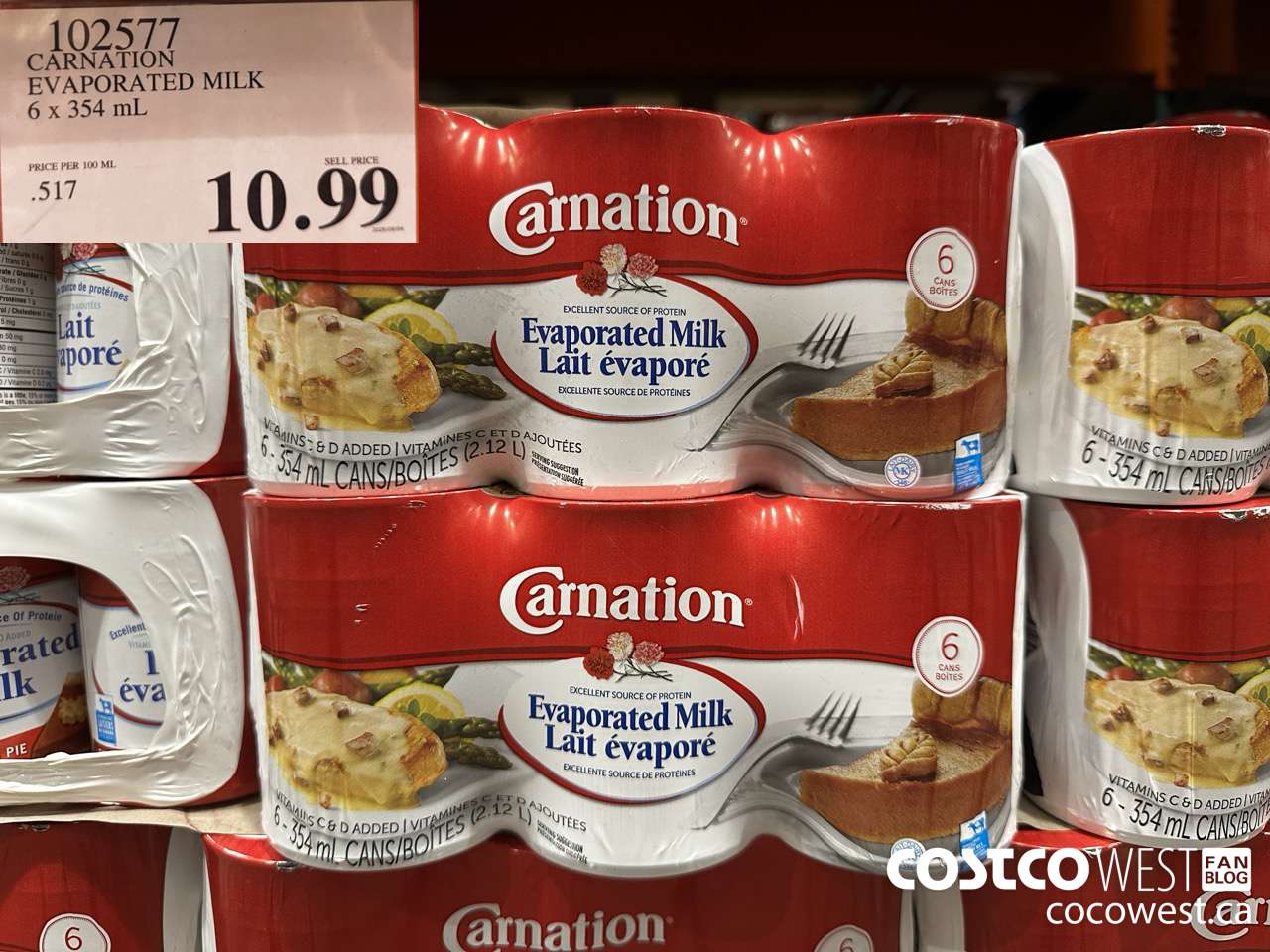 102577 CARNATION EVAPORATED MILK 6 X 342 ML $10.99