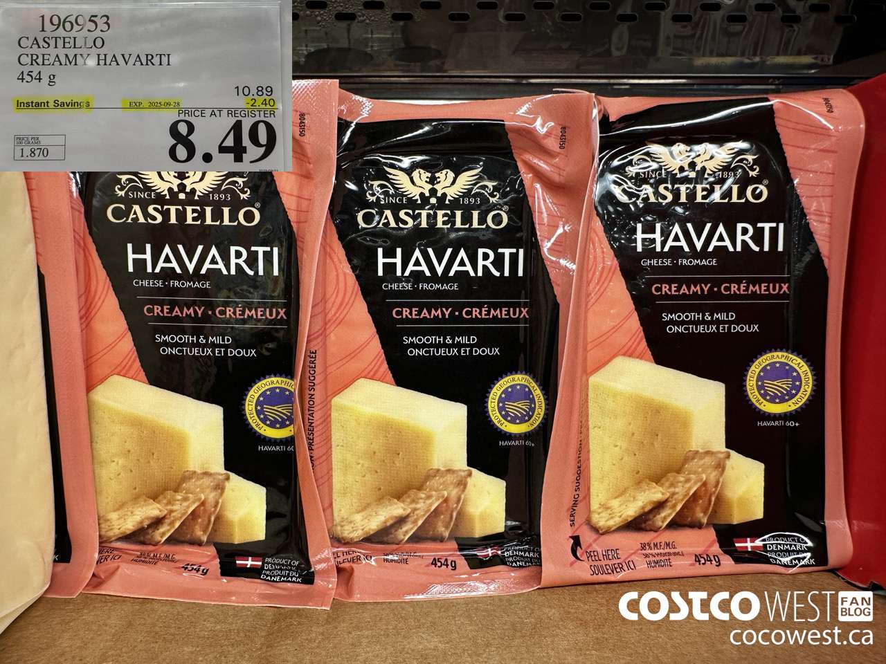 196953 CASTELLO CREAMY HAVARTI 454 g ($2.40 INSTANT SAVINGS EXPIRES ON 2025-09-28) $8.49