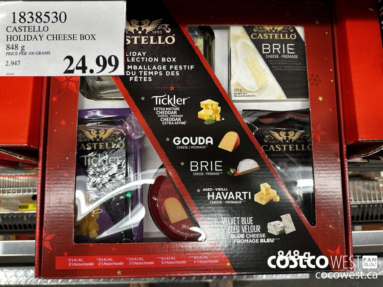 1838530 CASTELLO HOLIDAY CHEESE BOX 848G $24.99