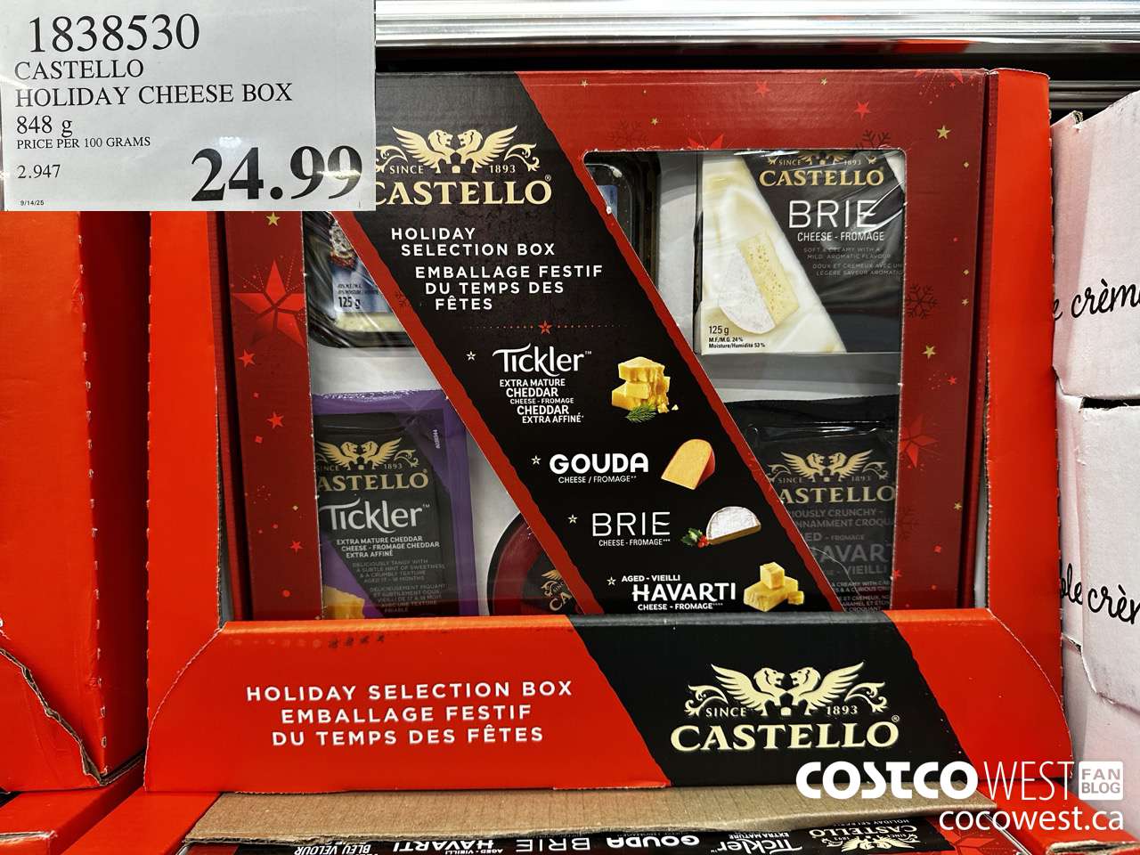 1838530 CASTELLO HOLIDAY CHEESE BOX 848G $24.99